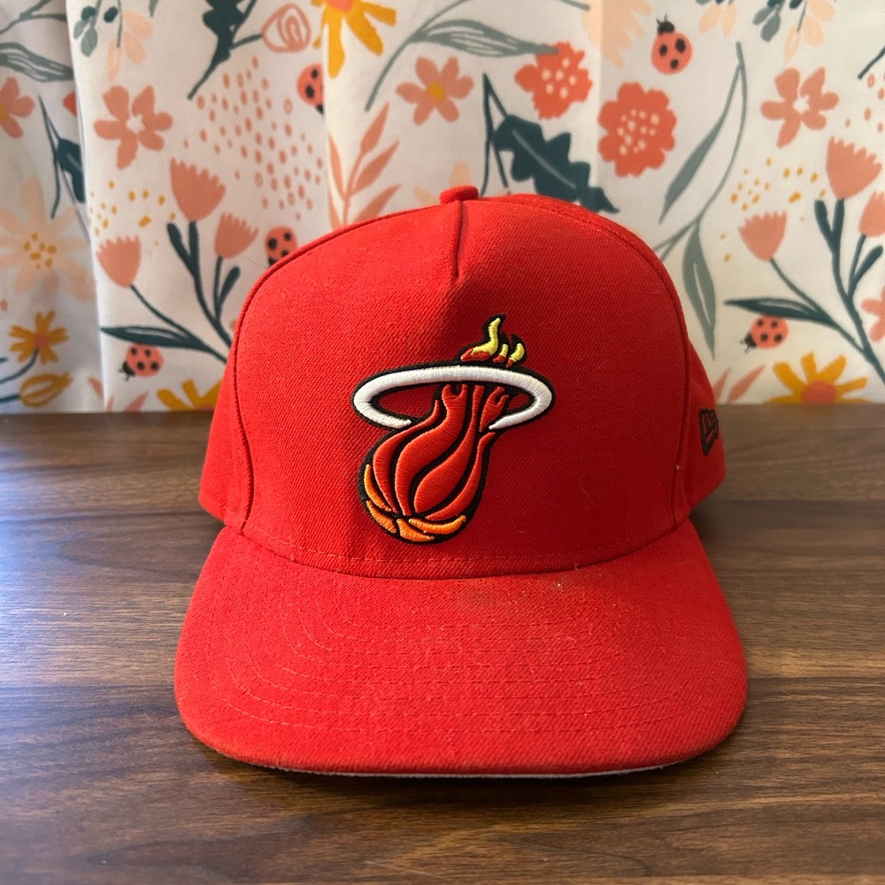 Miami Heat New Era 59fifty Semi-Fitted Hat Hardwood Classics Red Strapback M/L